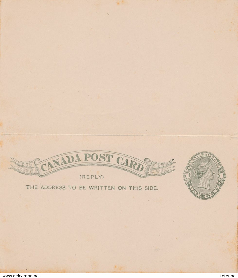 Double Entier Postal CANADA POSTAGE Carte Reply - Andere & Zonder Classificatie