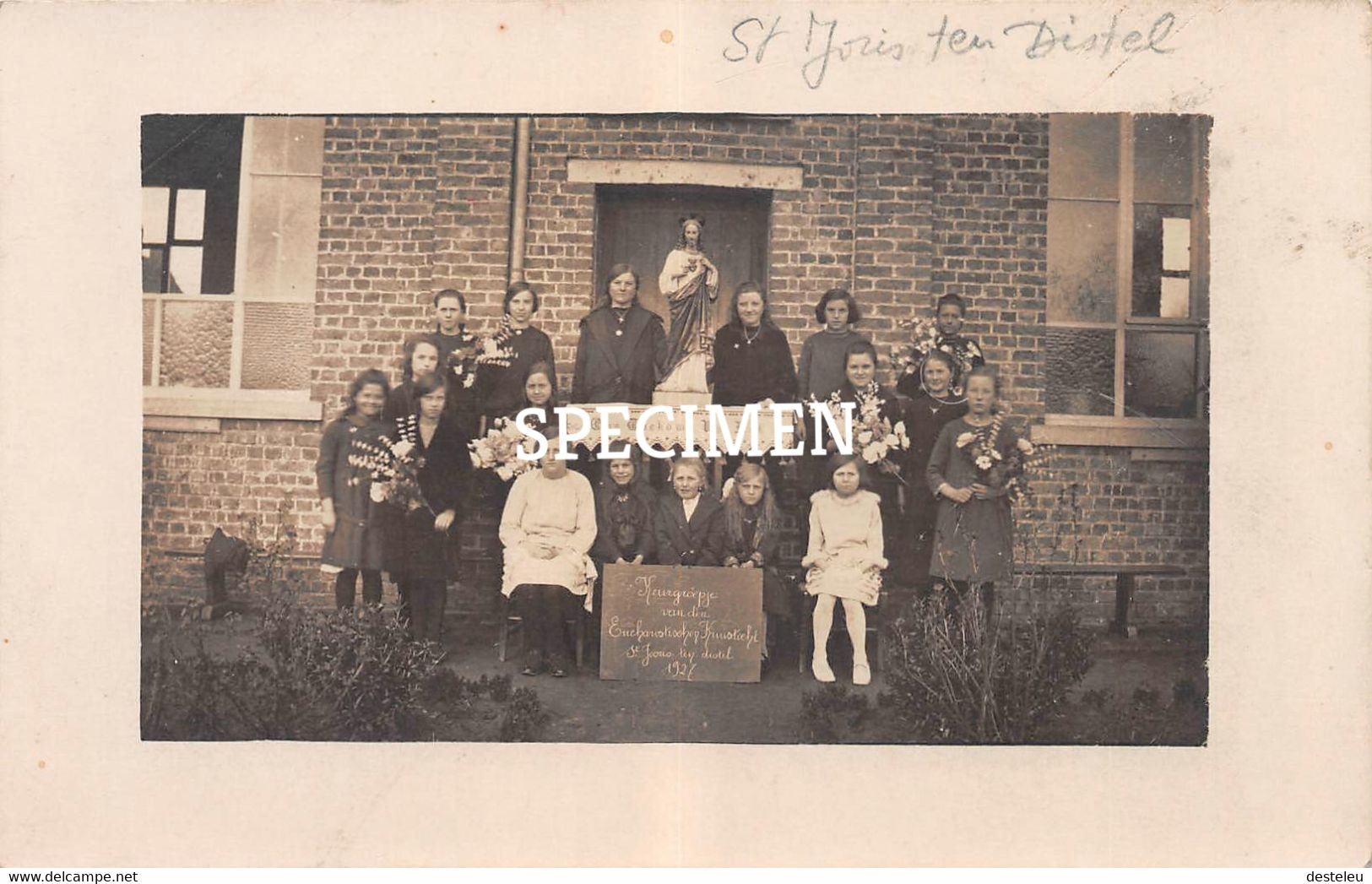 Fotokaart Keurgroepje Van Den Eucharistischen Kruistocht 1927 -  Sint-Joris-ten-Distel - Beernem