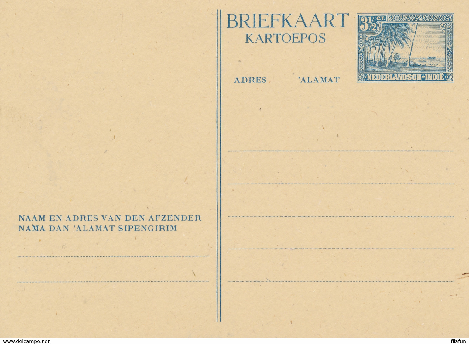 Nederlands Indië - 1946 - 3,5 Cent Strand Met Palmbomen, Briefkaart G75a & G75b - Beide Kleuren - Ongebruikt - Netherlands Indies