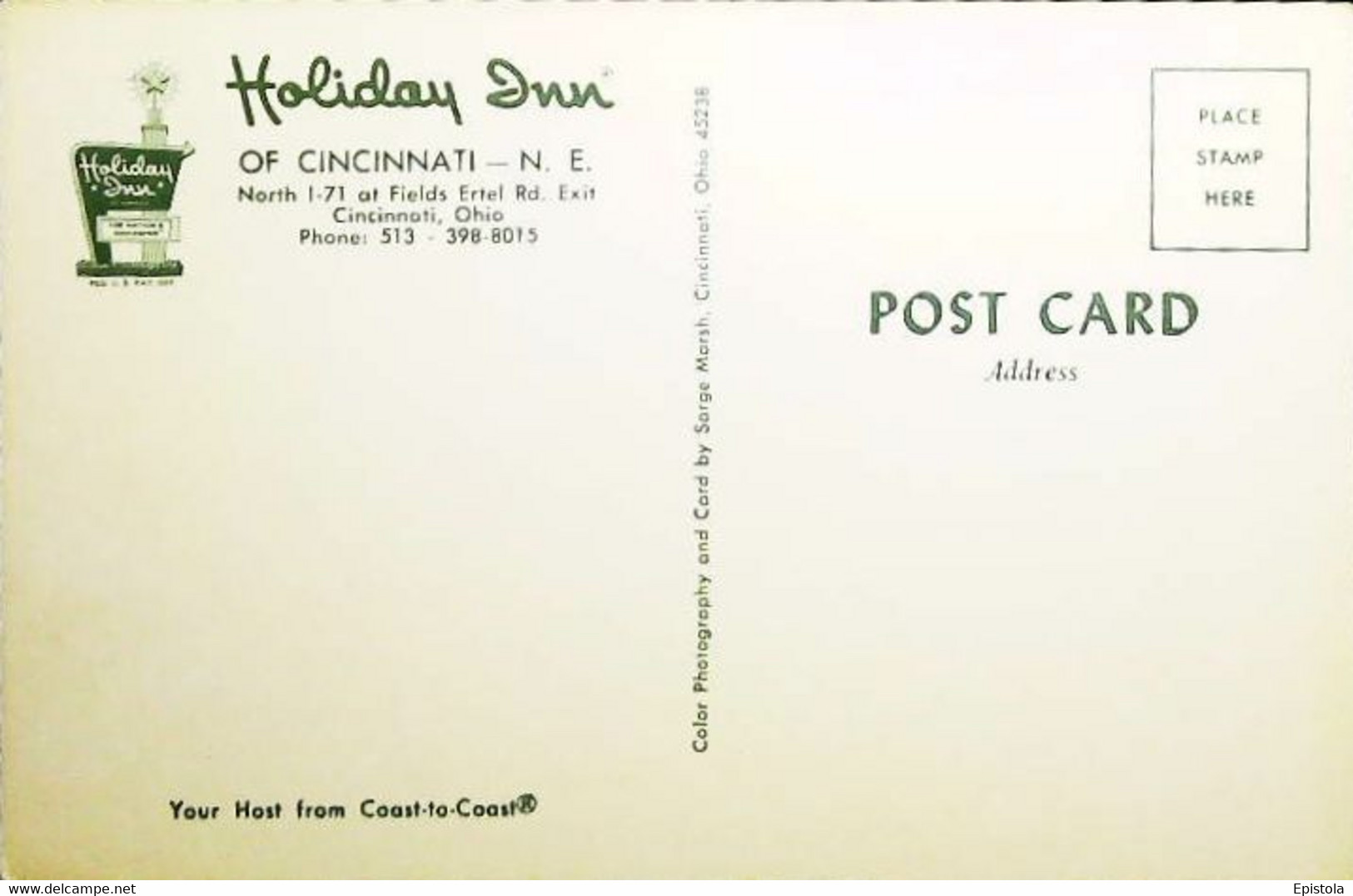 ► AUTOMOBILE  &  HOLIDAY INN Cincinnati Ohio 1960s (Litho In U.S.A.) - Cincinnati