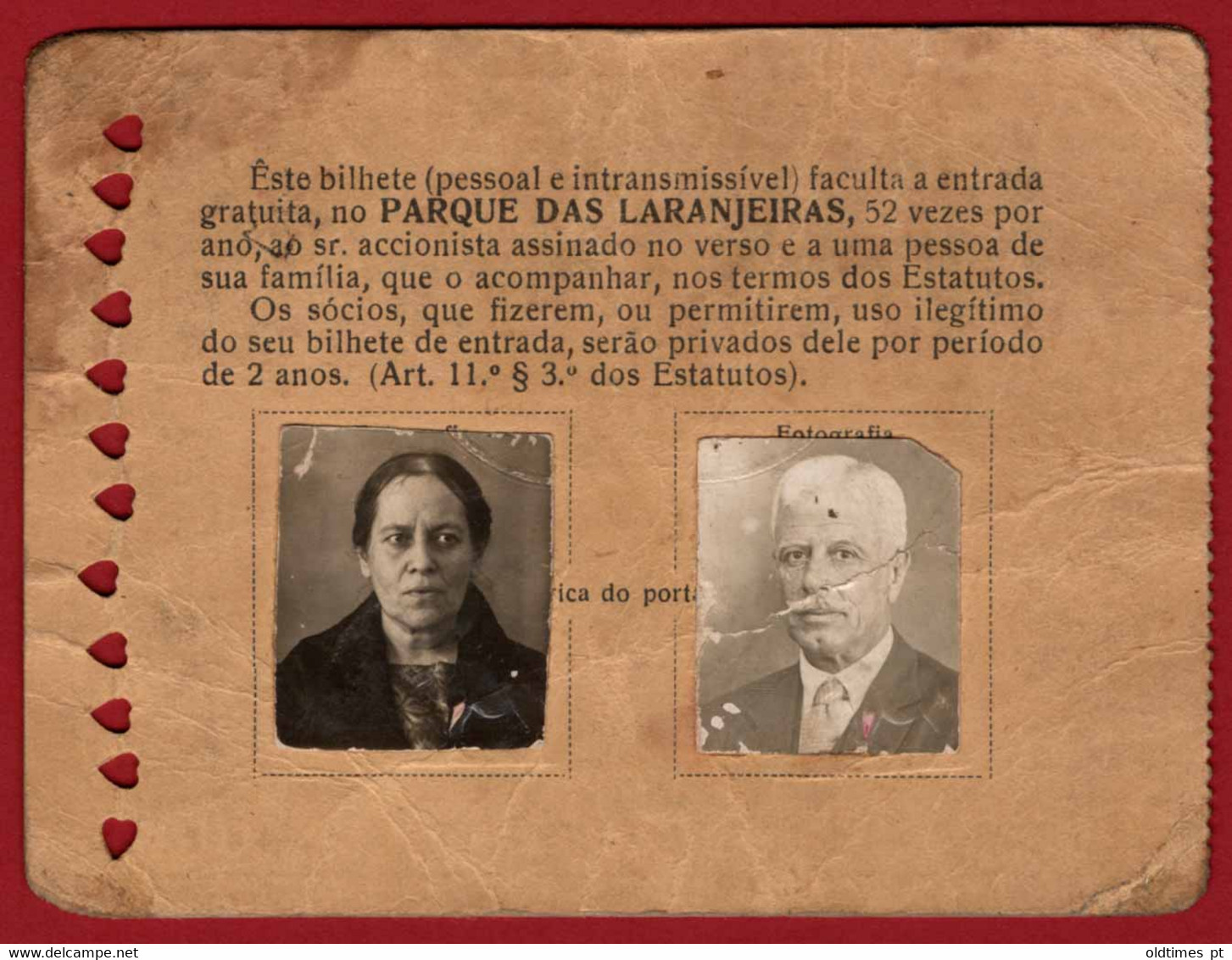 PORTUGAL - LISBOA - JARDIM ZOOLOGICO E DE ACLIMACAO EM PORTUGAL - BILHETE DE SOCIO - 52 ENTRADAS - 1946 - Biglietti D'ingresso