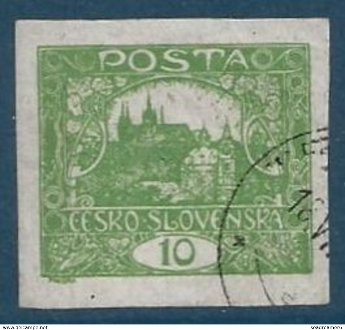 Tchecoslovaquie N°6 Obl 10c Vert Jaune TTB Signé Gilbert & POFOS - Unused Stamps