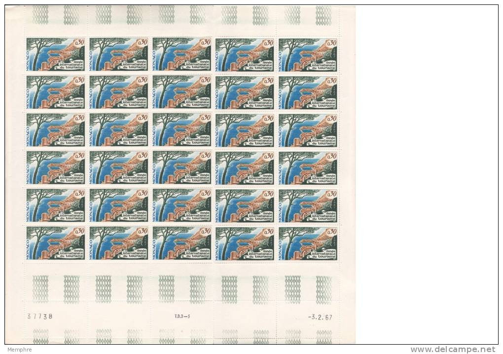 1967  Année Internationale Du Tourisme  Feuille Complète De 30 Timbres (pliée) - Unused Stamps