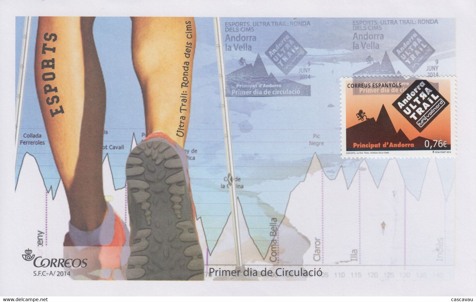 Enveloppe  FDC  1er  Jour   ANDORRE  ANDORRA      Ultra - Trial     Ronda  Del  Cims    2014 - Altri & Non Classificati