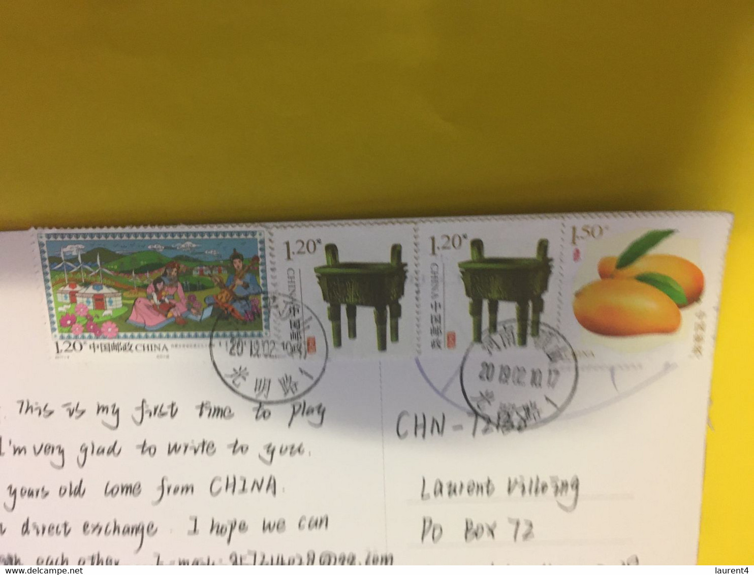 (X 14 A) Postcard Posted From China To Australia (with Many Stamps)  TEMPLE - Oblitérés