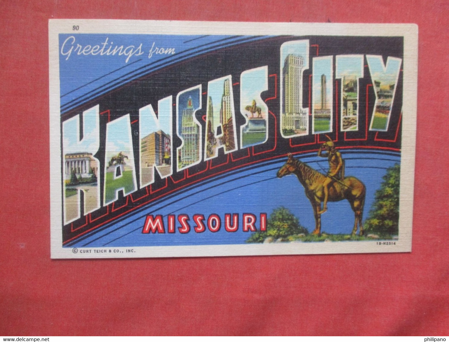 Greetings  Kansas City – Missouri    Back Side Paper Residue From Album  Kansas City – Missouri   Ref  4505 - - Kansas City – Missouri