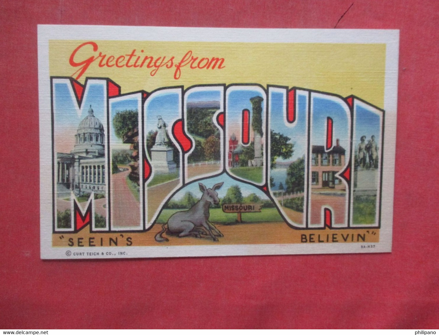 Greetings    Missouri    Back Side Paper Residue From Album  – Missouri   Ref  4505 - - Kansas City – Missouri