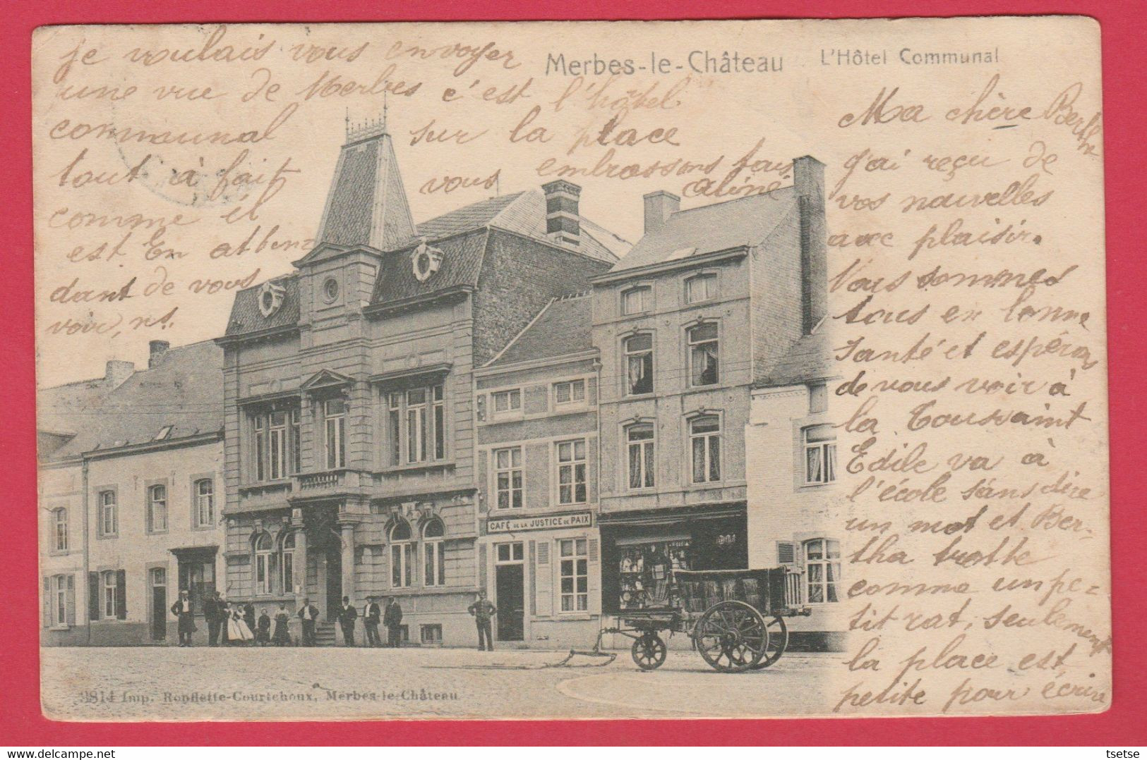 Merbes-le-Château - L'Hôtel Communal ... Belle Animation -1903 ( Voir Verso ) - Merbes-le-Château