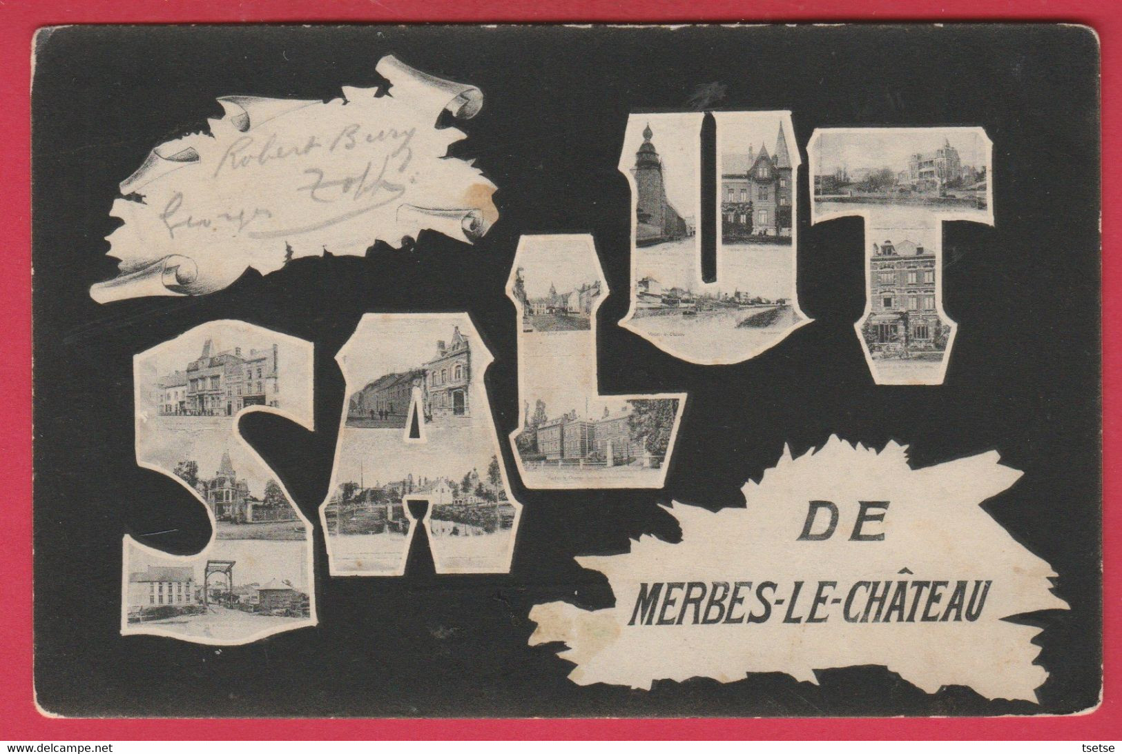 Merbes-le-Château - Salut De ... - Vues De Merbes Dans Les Lettres -1910 ( Voir Verso ) - Merbes-le-Chateau