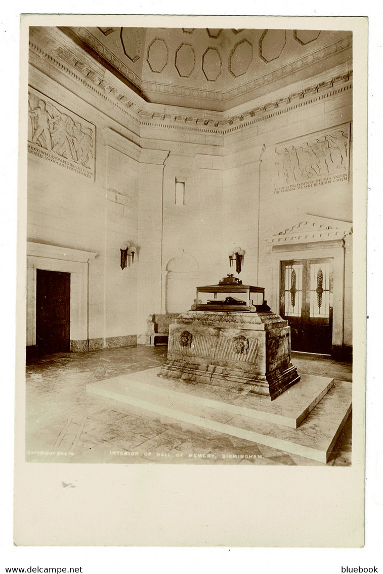 Ref 1431  -  Early Real Photo Postcard - Interior Of Hall Of Memory - Birmingham War Memorial - Birmingham