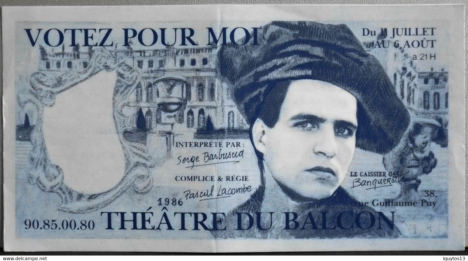 France - Billet Fantaisie " Votez Pour Moi / Théatre Du Balcon à Avignon " - BE - Specimen