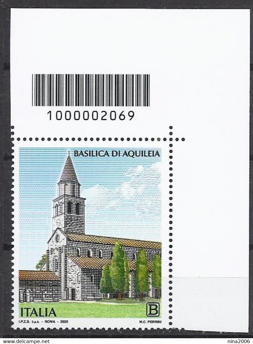 Italia / Italien 2020 Basilica Di Aquileia Con Codice A Barre/ Postfrisch Mit Strichkode - Bar Codes