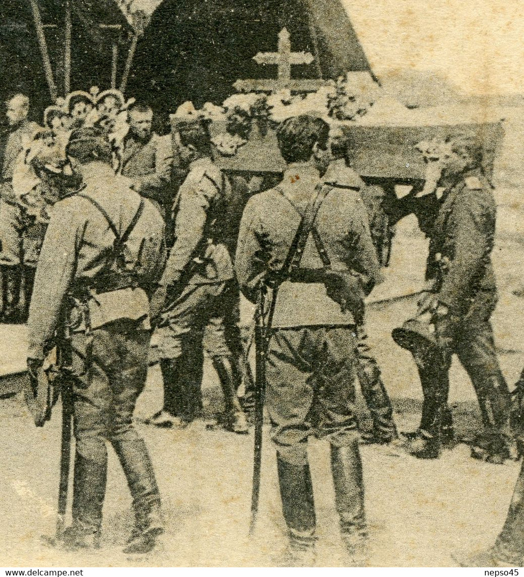 WWI. 1914-18. Mailly-le-Camp. Troupes Russes En Formation. Funérailles D'un Soldat Russe. Arrivée à L'Eglise Russe. - Weltkrieg 1914-18