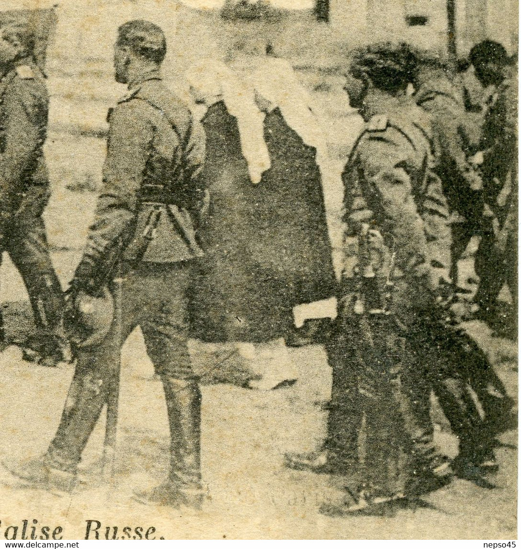 WWI. 1914-18. Mailly-le-Camp. Troupes Russes En Formation. Funérailles D'un Soldat Russe. Arrivée à L'Eglise Russe. - Weltkrieg 1914-18