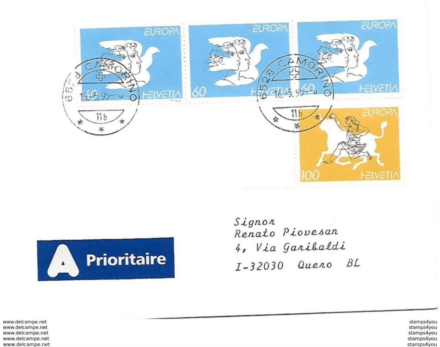 200 - 17 - Enveloppe Avec Cachets à Date De Camorino 1995 - 1er Jour Des Timbres - Postmark Collection