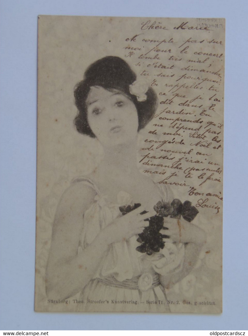 Raphael Kirchner 166 Girl With Flowers 1903 Serie 71 Nr. 2 Ges. Geschutzt - Kirchner, Raphael