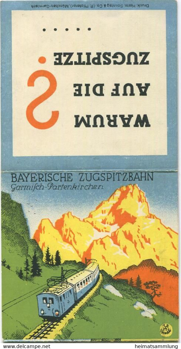 Deutschland - Bayerische Zugspitzbahn - Sommer Fahrplan 1936 - Faltblatt 8cm X 16cm - Europa