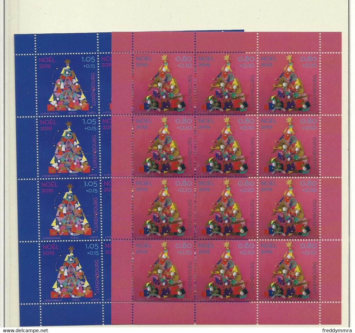 Luxembourg: Timbres De Noël 2019 En Feuilles Complètes ** - Full Sheets