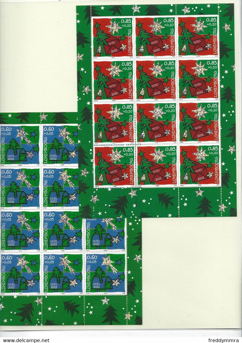 Luxembourg: Y & T-  1904/ 1905   Timbres De Noël 2012 En Feuilles Complètes ** - Feuilles Complètes