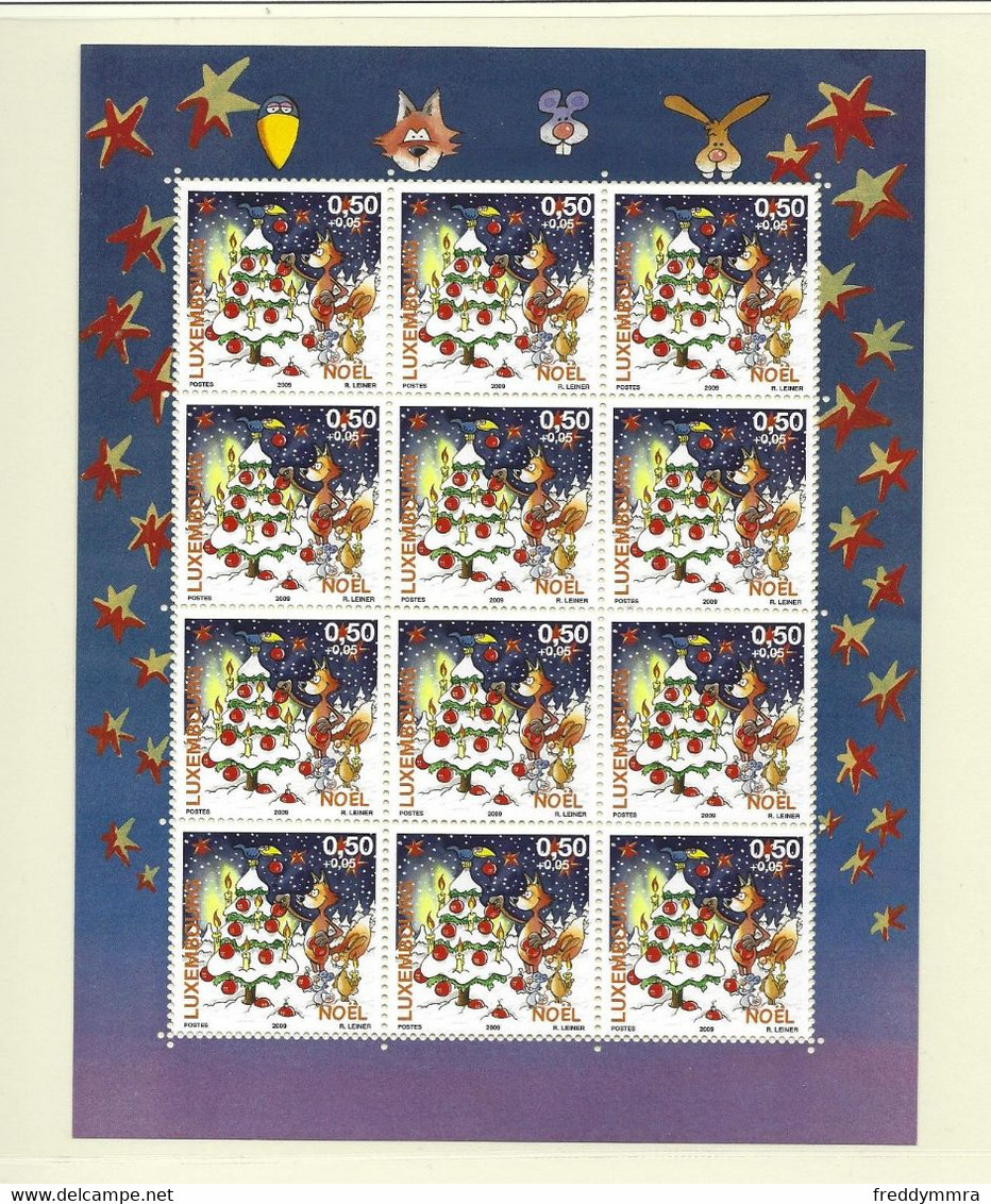 Luxembourg: Y & T-  1793   Timbres De Noël 2009 En Feuille Complète ** - Feuilles Complètes