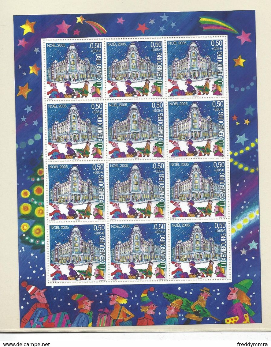 Luxembourg: Y&T - 1649 Timbres De Noël 2005 ** En Feuille Complète - Fogli Completi