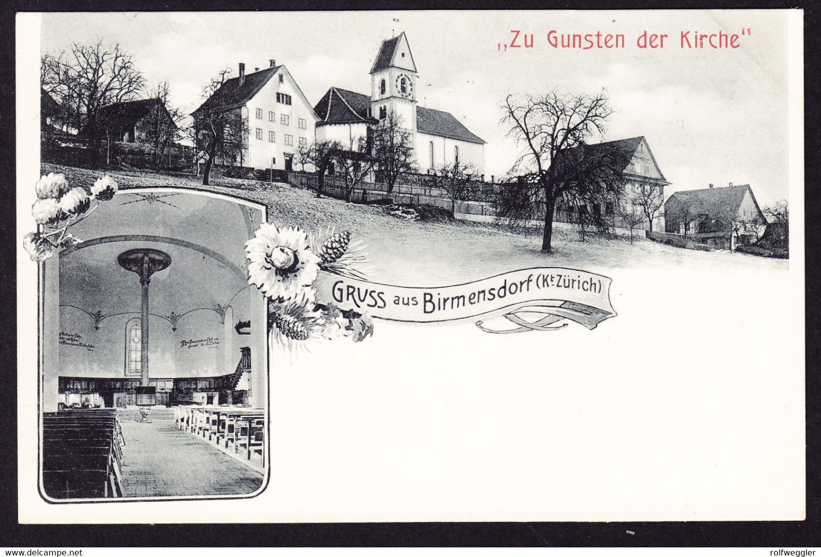 1909 Gelaufene AK Gruss Aus Birmensdorf. "Zu Gunsten Der Kirche" - Birmensdorf