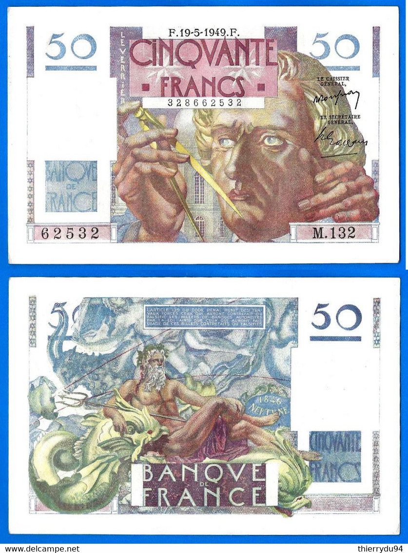 France 50 Francs 1949 19 Mai Prefixe M 132 Le Verrier Que Prix + Port Billet 19 05 1949 Frcs Frc Paypal Bitcoin OK - 50 F 1946-1951 ''Le Verrier''