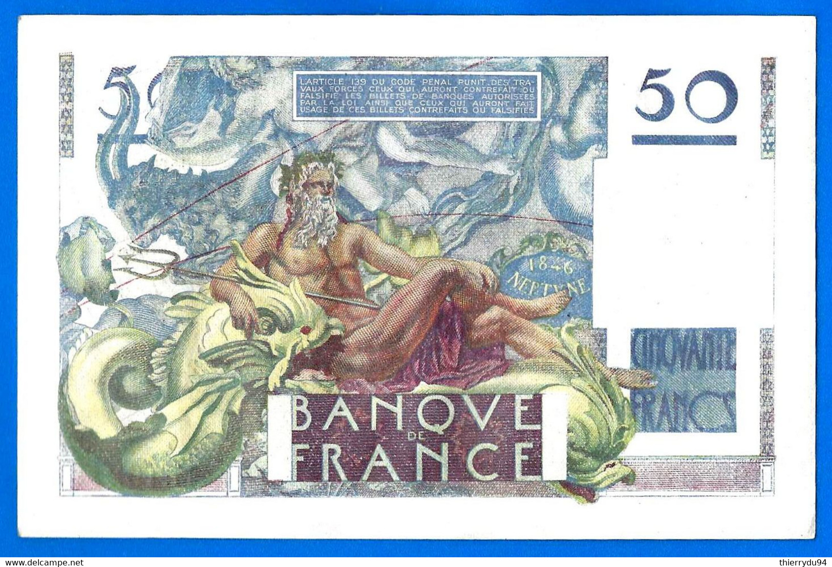 France 50 Francs 1949 19 Mai Prefixe M 132 Le Verrier Que Prix + Port Billet 19 05 1949 Frcs Frc Paypal Bitcoin OK - 50 F 1946-1951 ''Le Verrier''