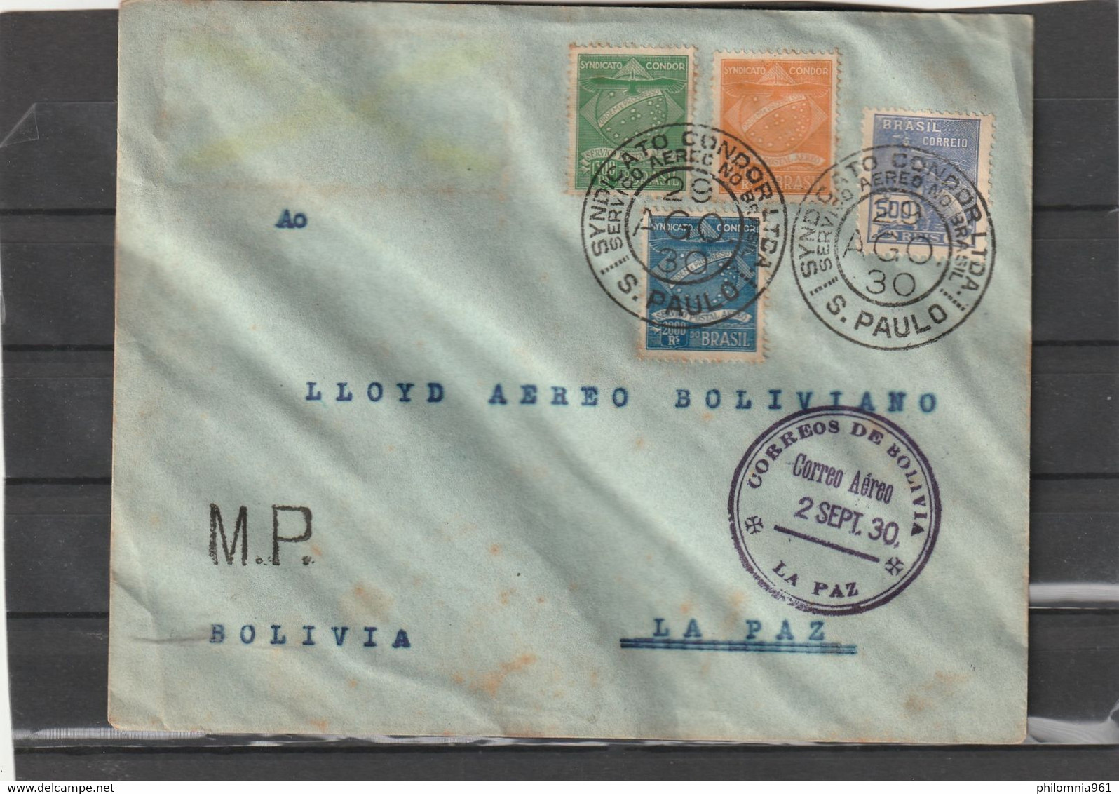 Brazil LAB FIRST FLIGHT ? COVER AIRMAIL 1930 - Poste Aérienne (Compagnies Privées)