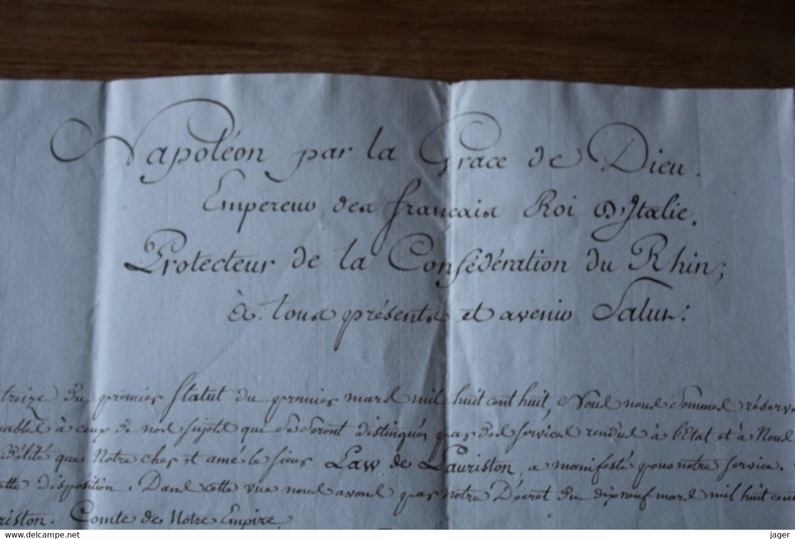 1808 Diplôme  COMTE De LAW De LAURISTON - Manuscripts