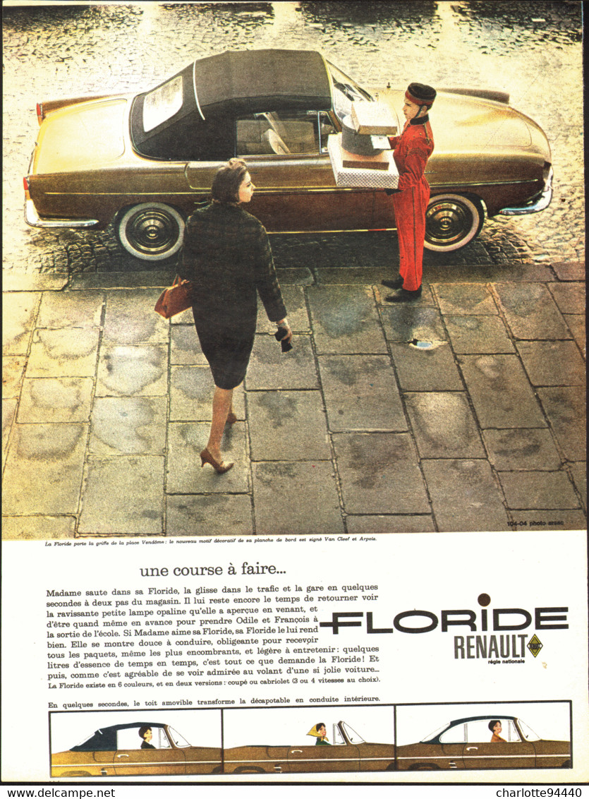 PUB   " FLORIDE  " RENAULT   1960 ( 1 ) - Autres & Non Classés