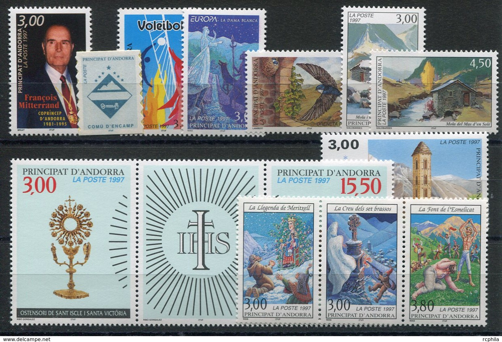 RC 19329 ANDORRE COTE 35,80€ - 1997 ANNÉE COMPLETE SOIT 13 TIMBRES N° 484 / 496 NEUF ** MNH TB - Volledige Jaargang