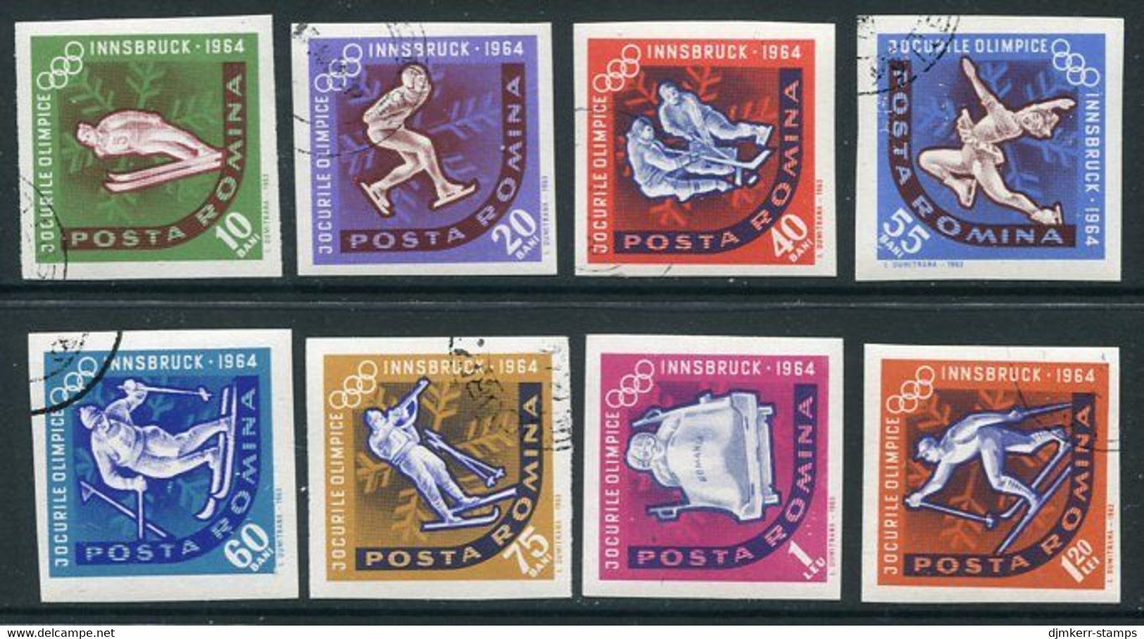 ROMANIA 1963 Innsbruck Winter Olympics Imperforate Used.  Michel 2203-10 - Gebruikt