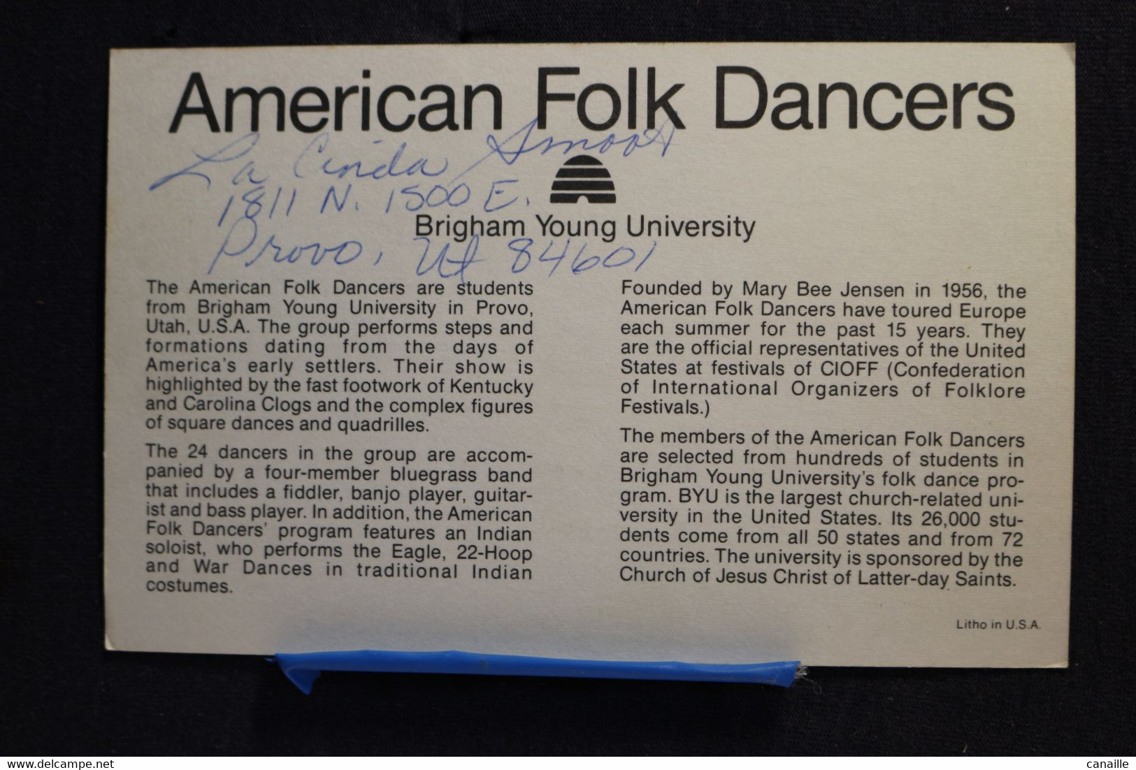 V-158 / The American Folk Dancers Of Brigham Young Univeristy In Provo Utah / Circulé 19? - Provo