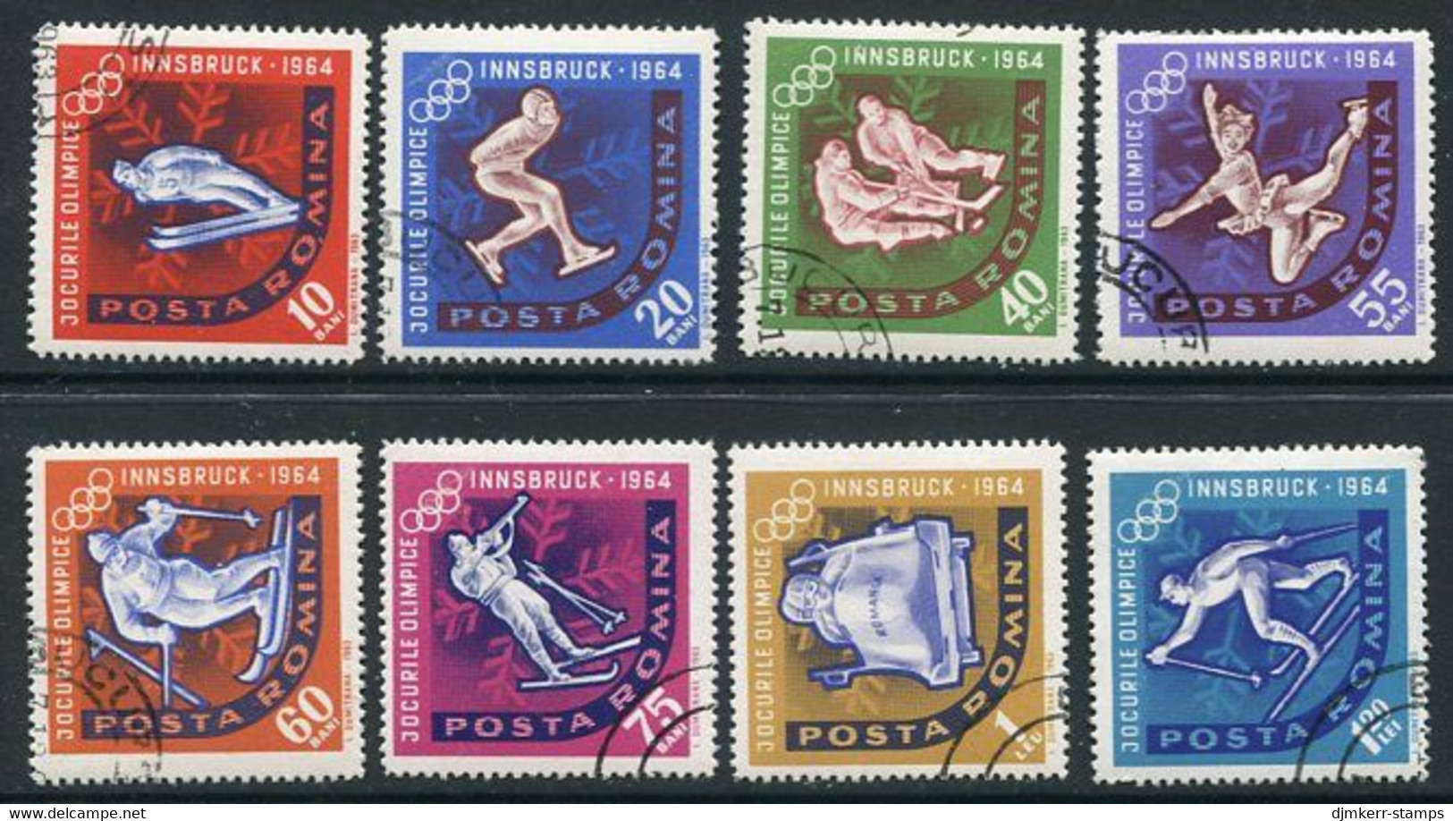 ROMANIA 1963 Innsbruck Winter Olympics Perforated Used.  Michel 2195-202 - Used Stamps