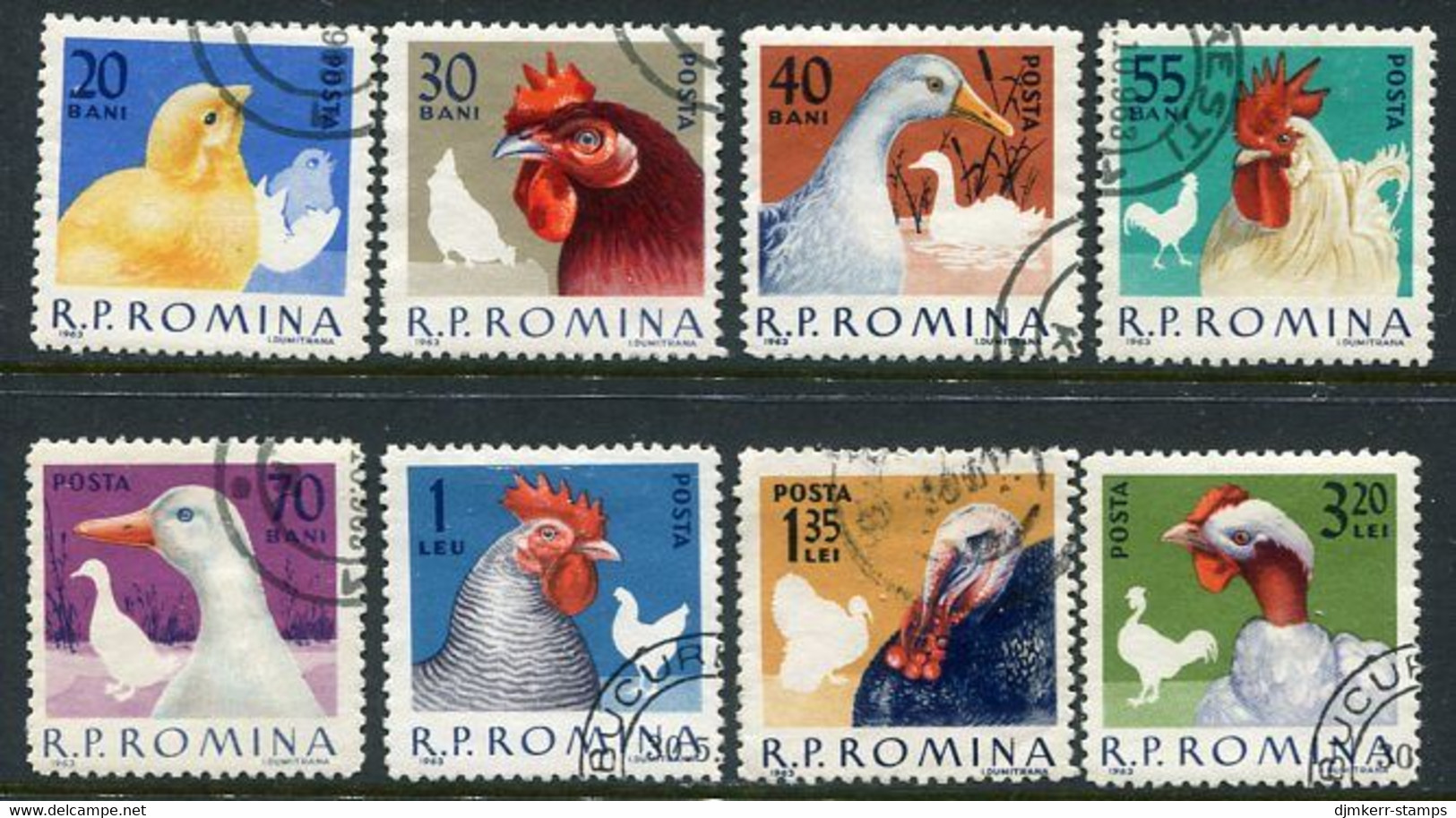 ROMANIA 1963 Domestic Poultry Used.  Michel 2145-52 - Usado