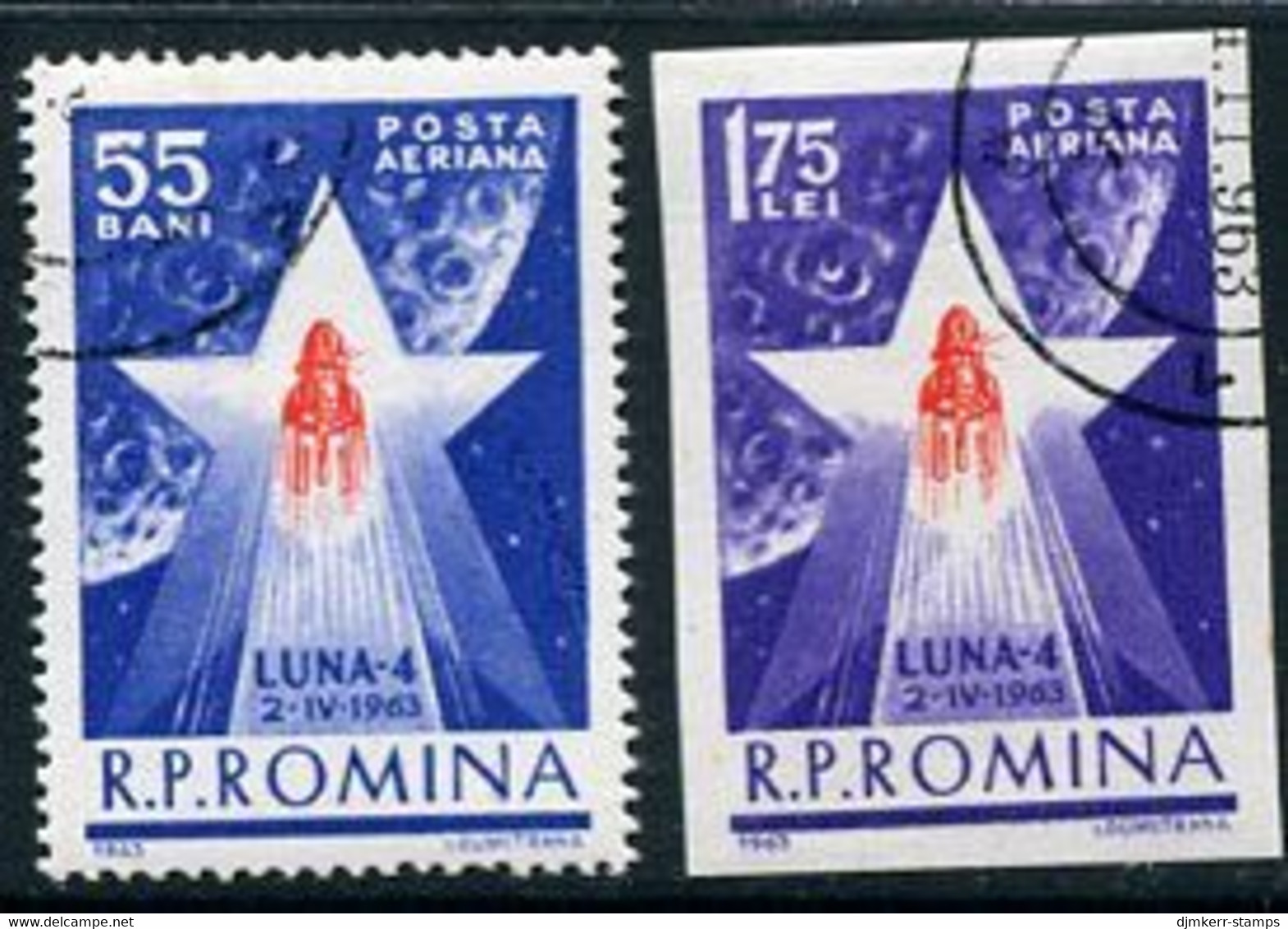 ROMANIA 1963  Launch Of LUNA 4 Moon Mission Used.  Michel 2143-44 - Oblitérés