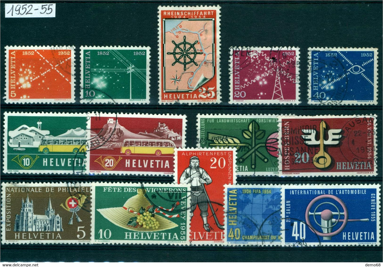 Timbre Suisse Schweiz Briefmarken Lot De Divers Timbres Une Planche 1952 1955 - Gebraucht