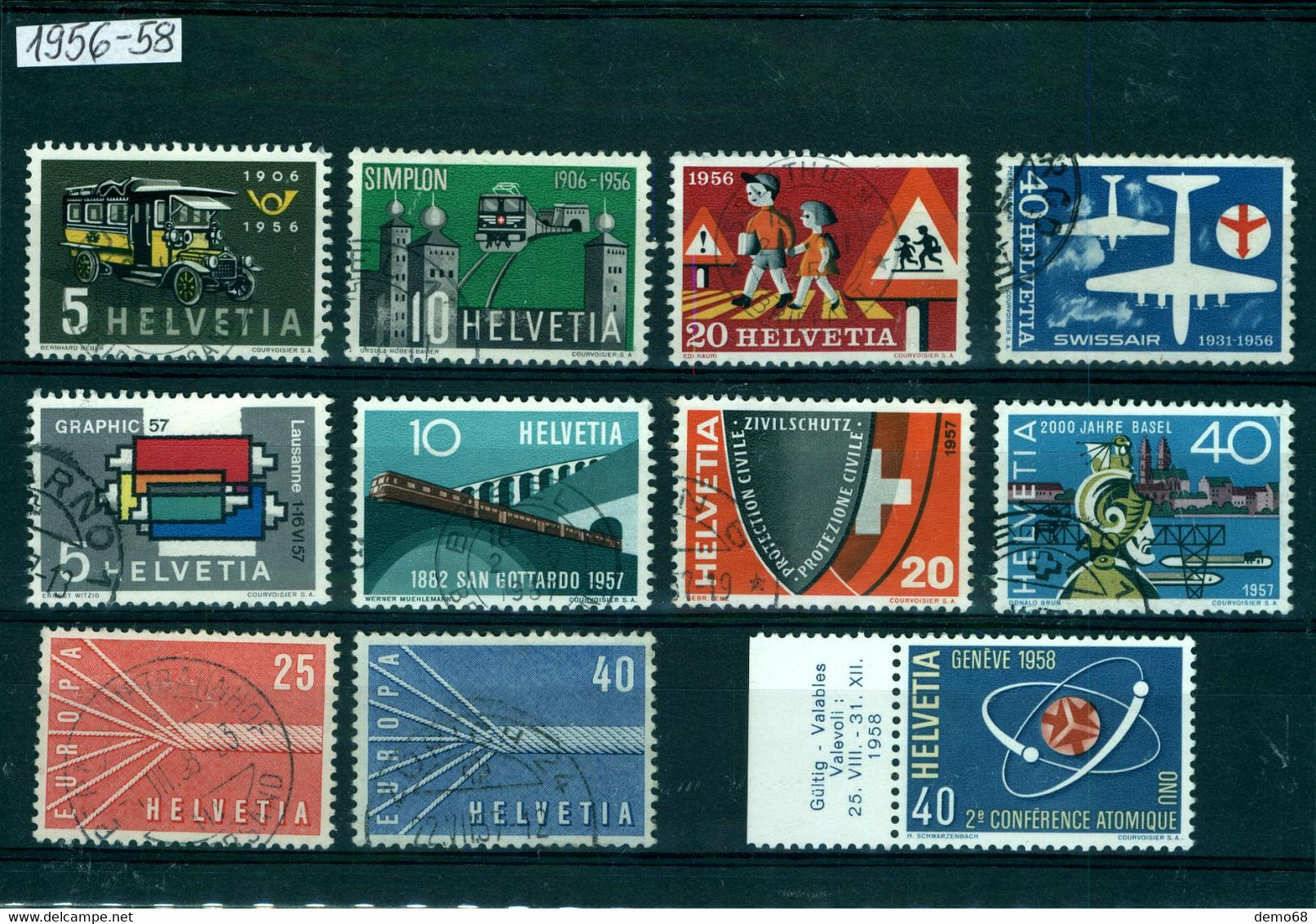 Timbre Suisse Schweiz Briefmarken Lot De Divers Timbres Une Planche 1956 1958 - Gebraucht