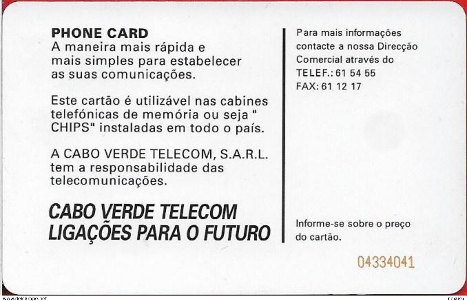 Cabo Verde - Cabo Verde Telecom - Tabanka 2001 (CN. Red), 150U, Used - Cap Vert