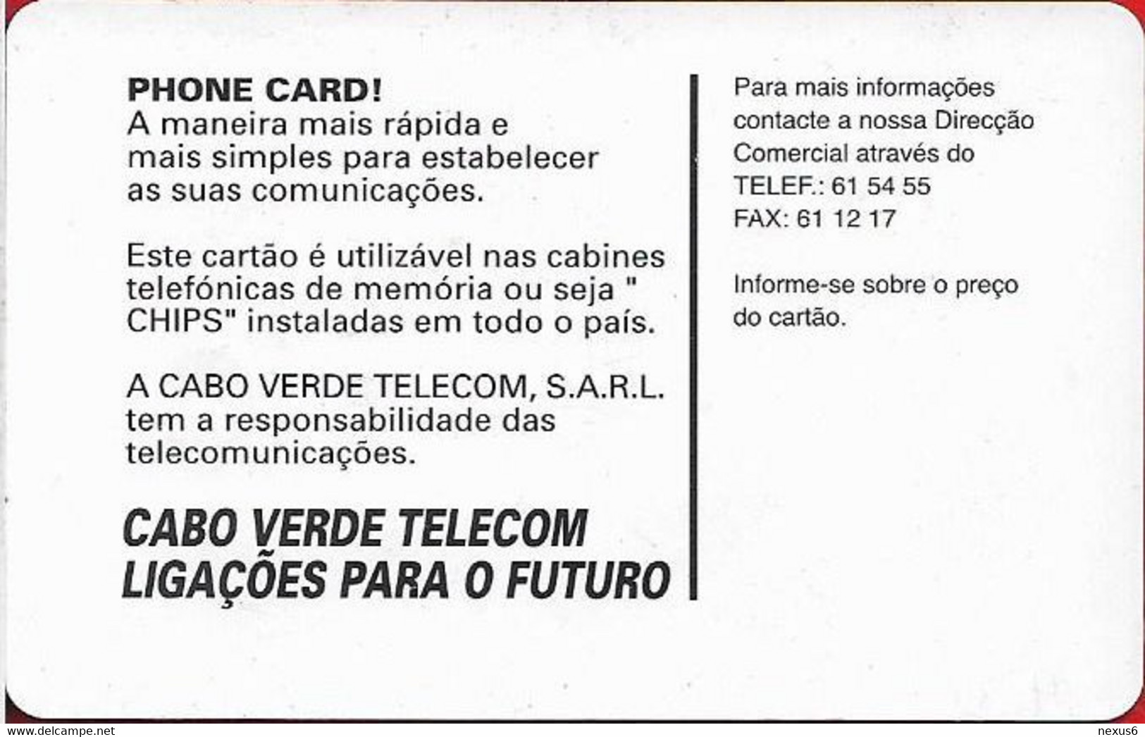 Cabo Verde - Cabo Verde Telecom - Palm Trees, Coqueiros II, 150U, 09.1997, 90.000ex, Used - Cap Vert