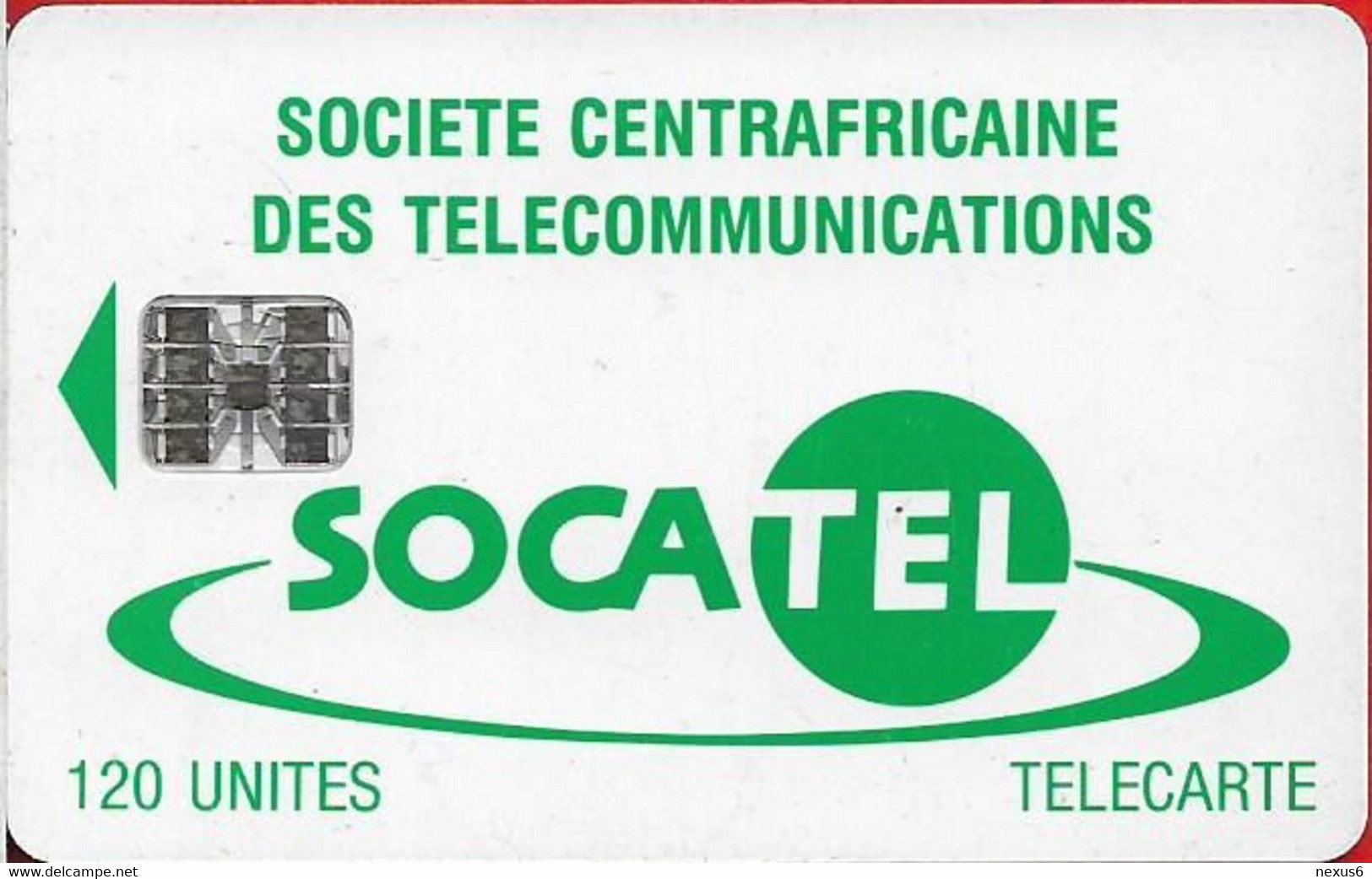 Central African Rep. - Socatel - Logo Green (Tarifs On Reverse), SC7, 120Units, Used - Zentralafrik. Rep.