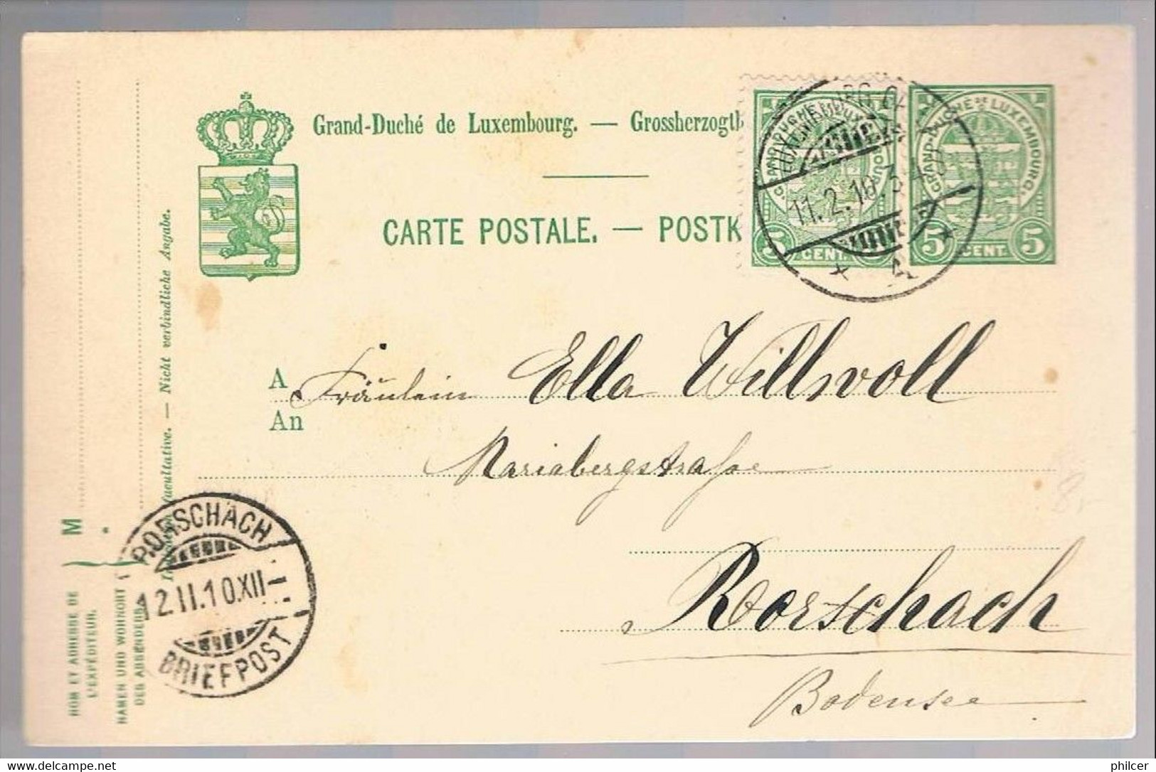 Luxembourg, 1910, For Rorschach - Altri & Non Classificati