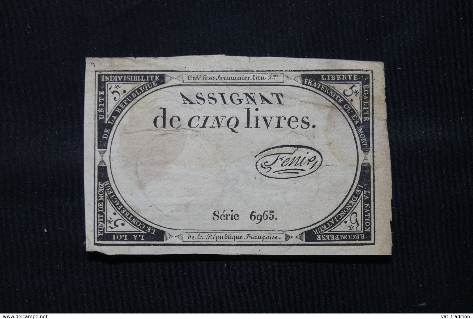 BILLETS - Assignat De Cinq Livres - Série 6965 - L 79084 - Assignats & Mandats Territoriaux