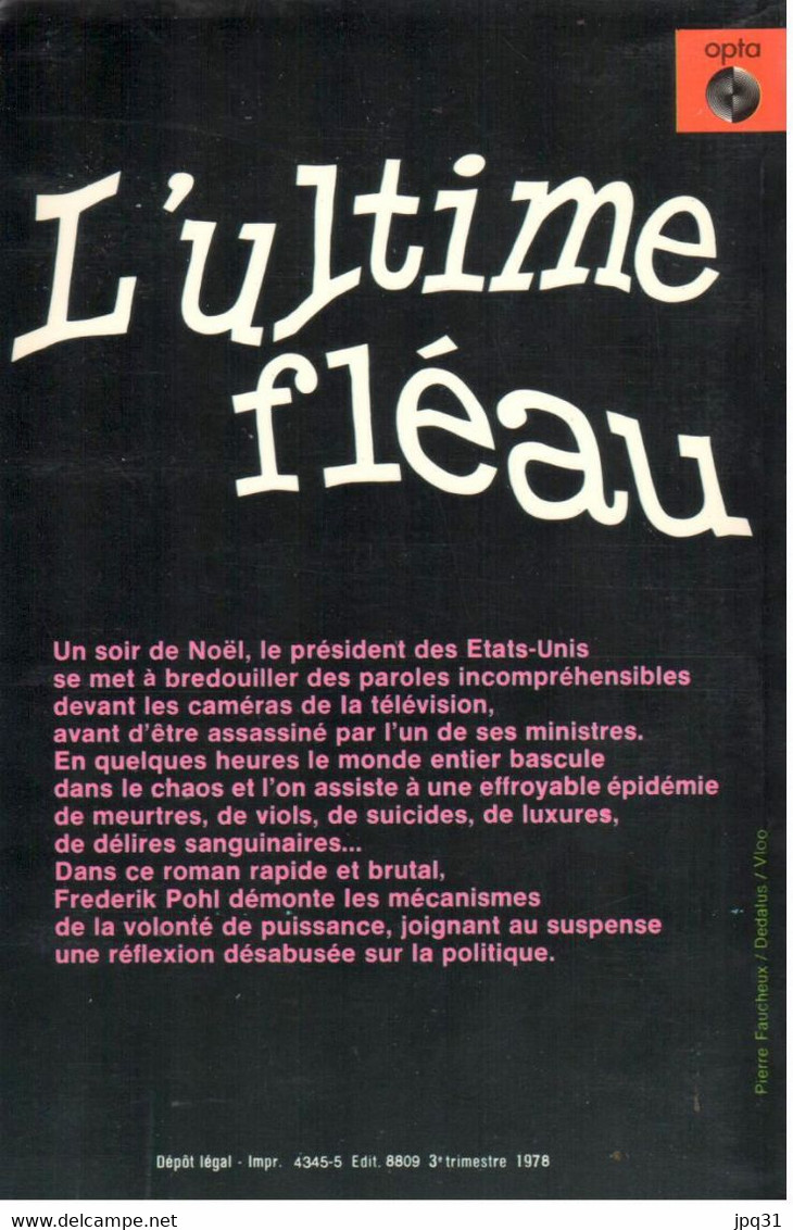 Frederik Pohl - L’ultime Fléau - Livre De Poche Opta 7027 - Livre De Poche