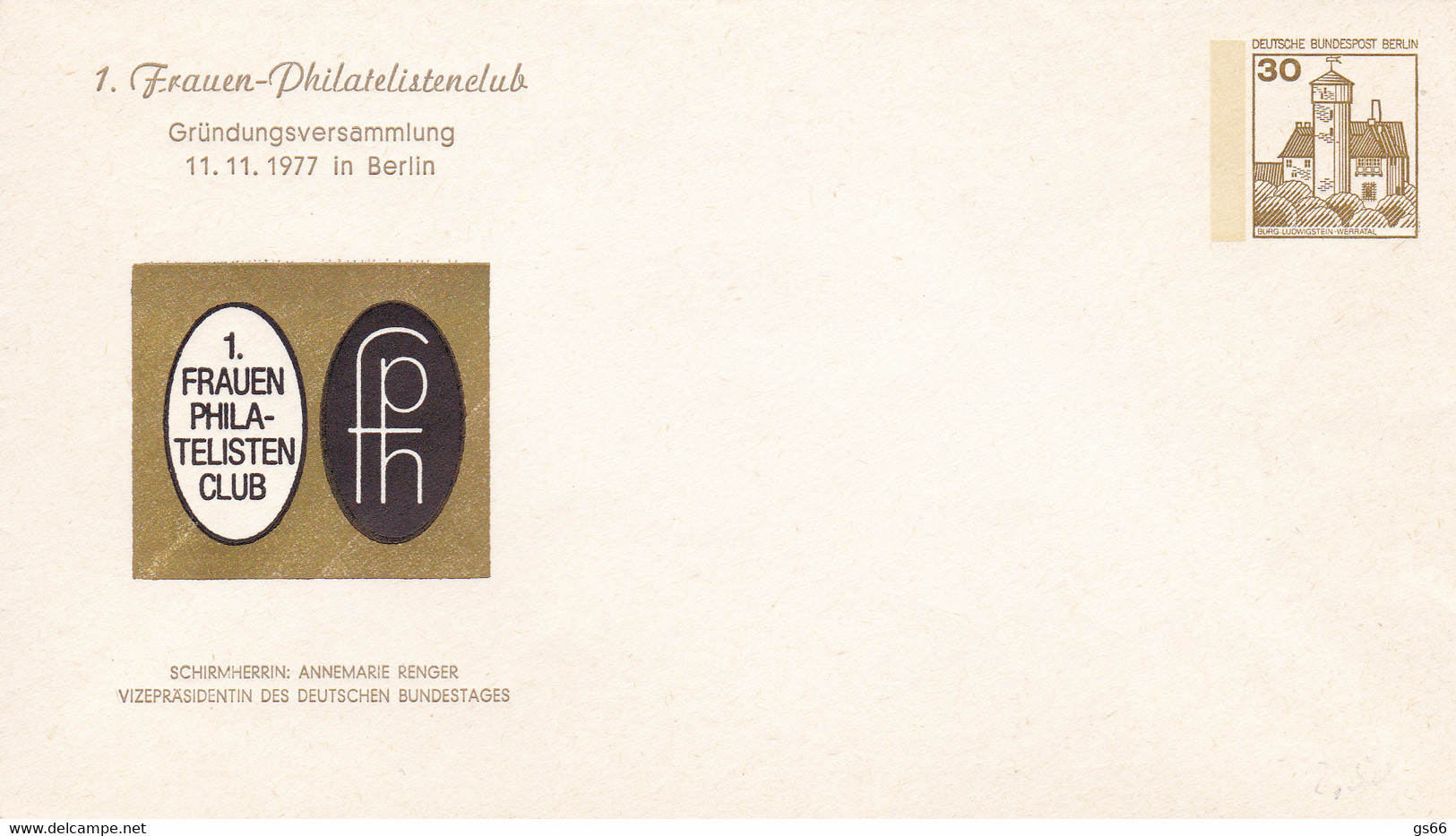 Berlin, PU 068 D2/002,  1. Frauen-Philatelistenclub - Enveloppes Privées - Neuves