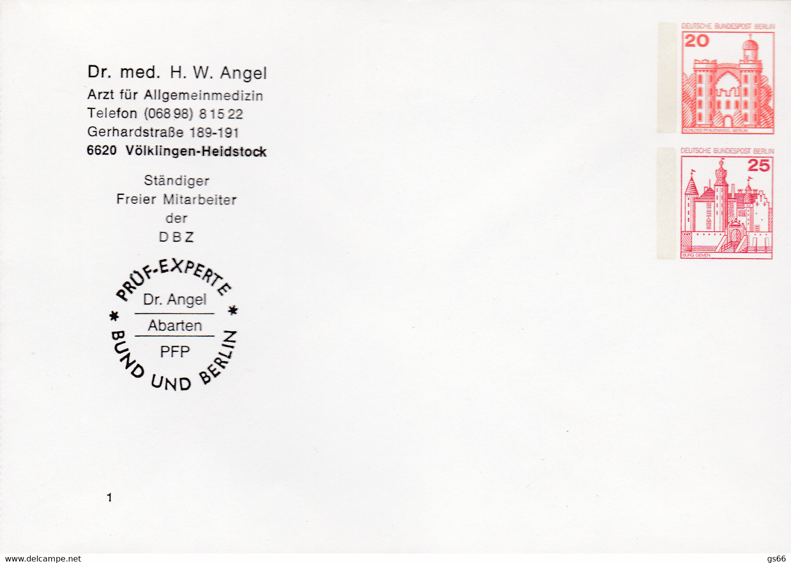 Berlin, PU 092 B2/001, Dr. Med. Angel - Enveloppes Privées - Neuves