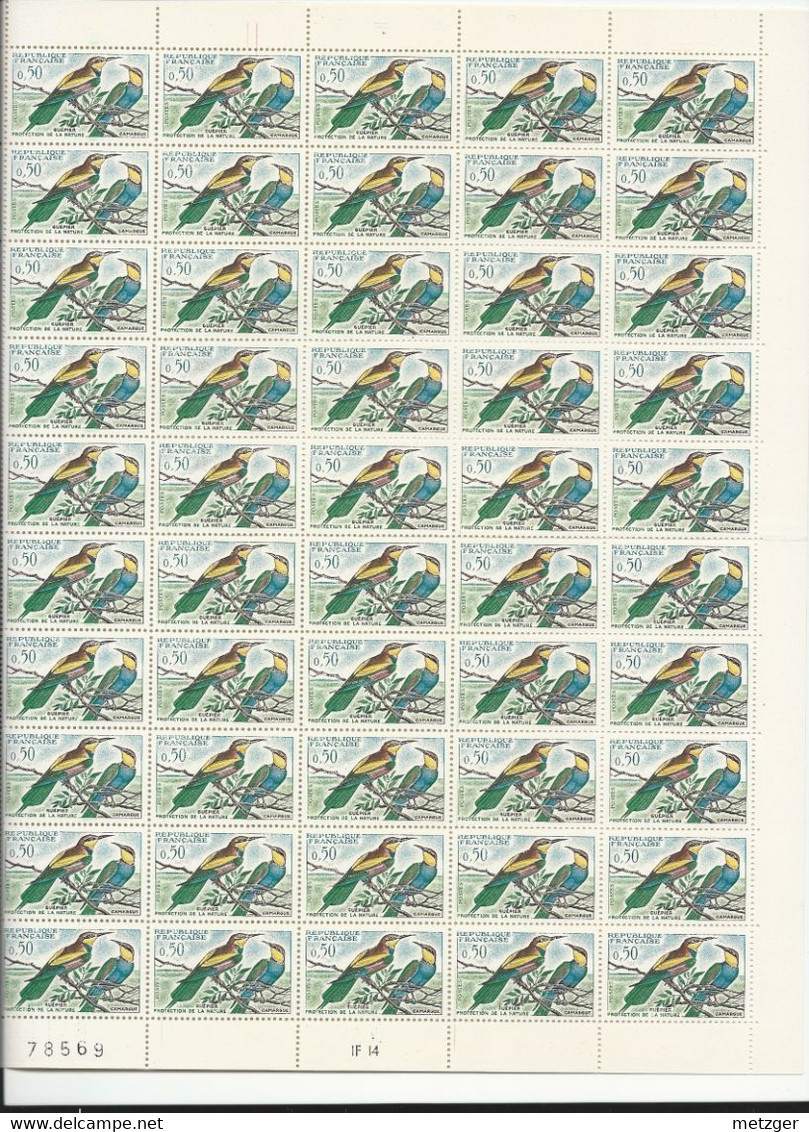 4 Feuilles Complètes De  50 Timbres De La Série N° 1273/76  Oiseaux. - Volledige Vellen