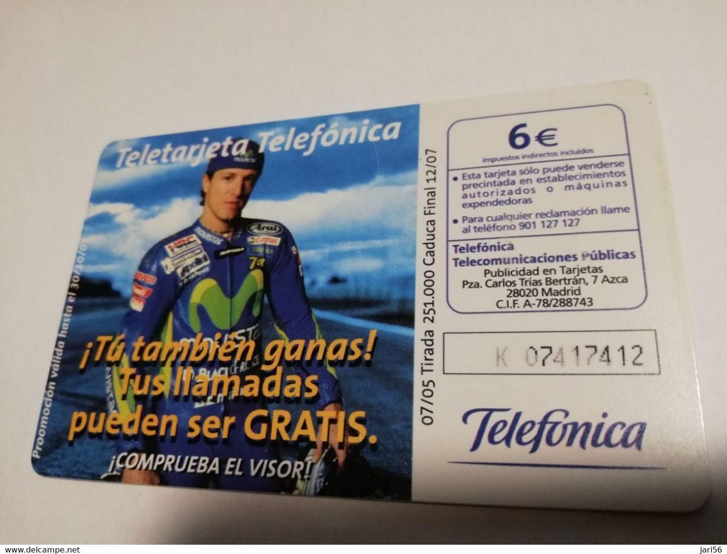 SPAIN/ ESPANA   6€ Motor Racer / Movistar/castrol Nice  Fine Used  CHIP CARD  **3906** - Emissions Privées