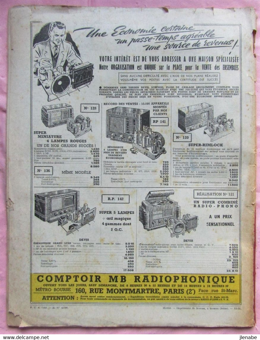 Vieux magazine " Radio Plans " de novembre 1951